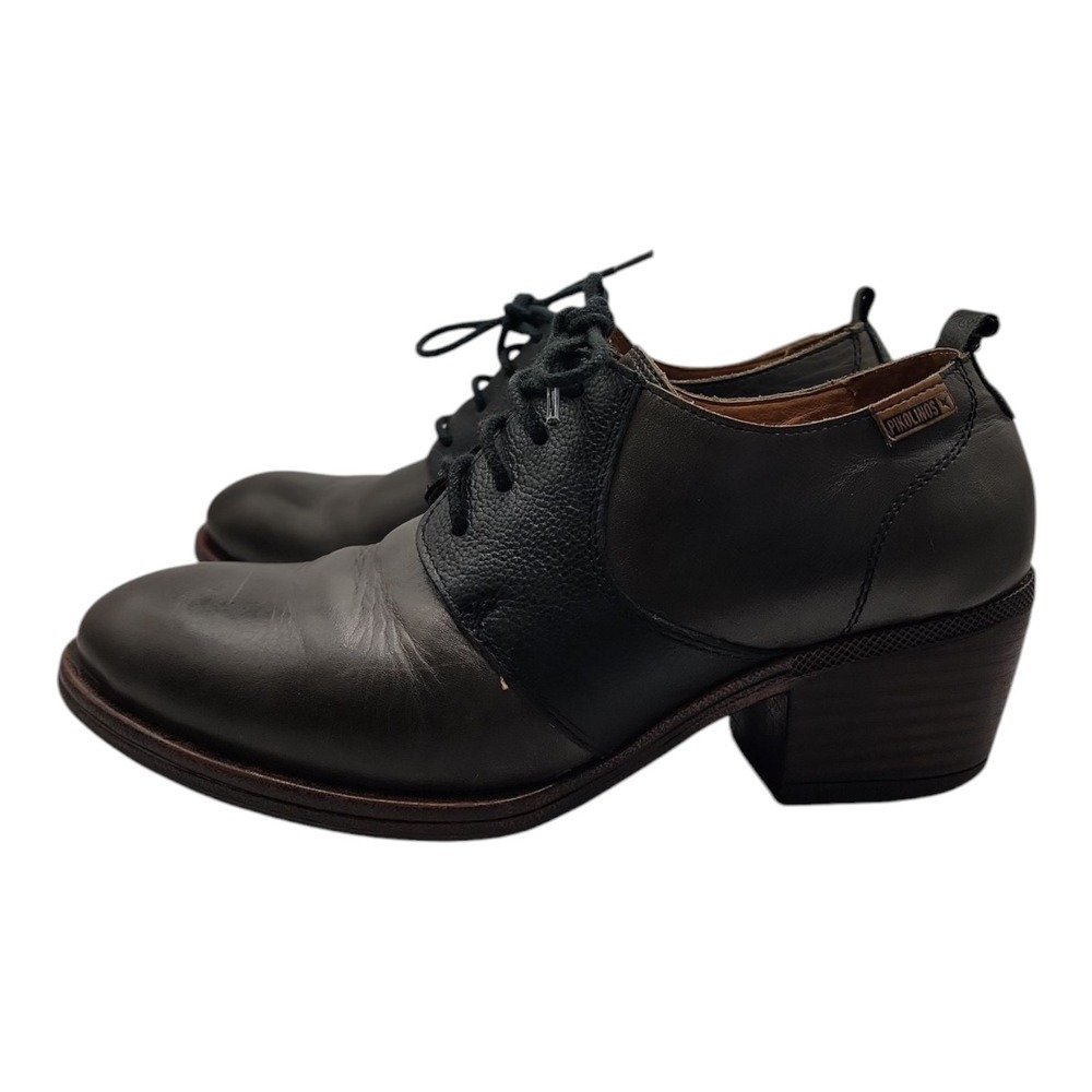 Pikolinos Gray Leather Oxford Heels Lace Up 6.5 Classic - Picture 10 of 12